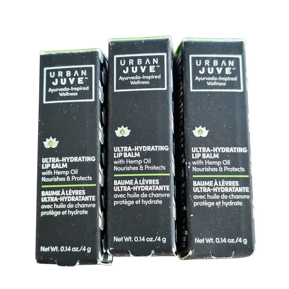 Urban Juve Ultra Hydrating Lip Balm Beeswax Nourishing 0.14oz. Lot of 3 Sealed